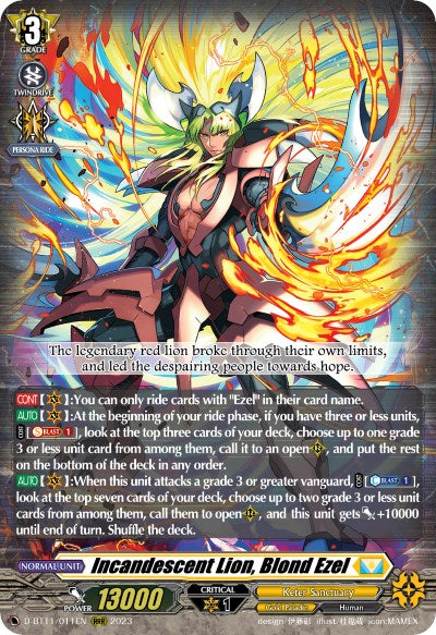 Incandescent Lion, Blond Ezel