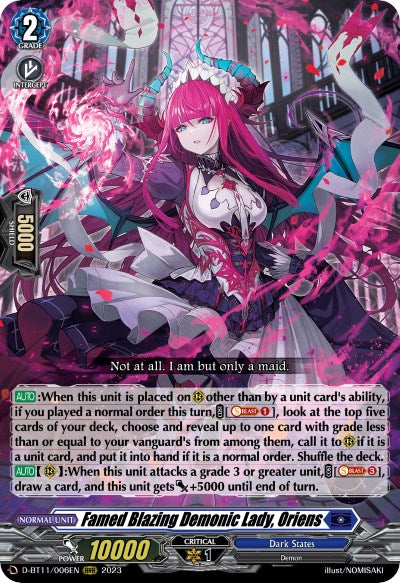 Famed Blazing Demonic Lady, Oriens [D-BT11 - D-BT11/006EN]